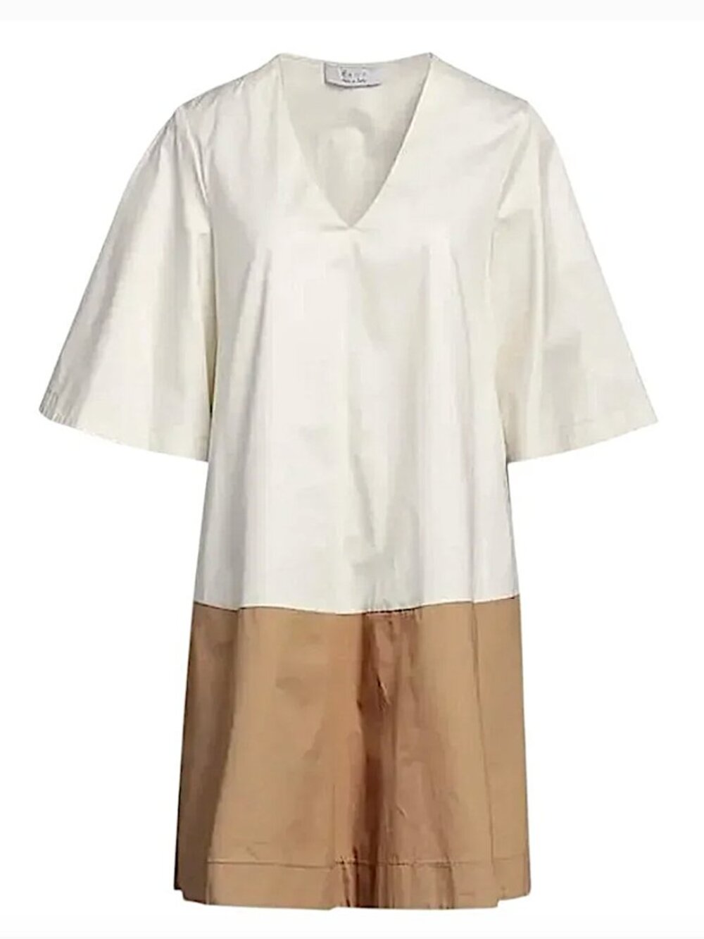 KAOS COLLECTION ITALY Dress Color Block V-Neck Loose Fit Cotton Tent Trapeze